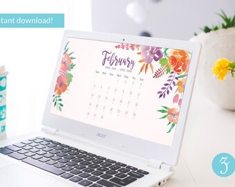 2017 desktop wallpaper digital download | Floral watercolor Islamic Calendar | Monthly desktop wallpaper