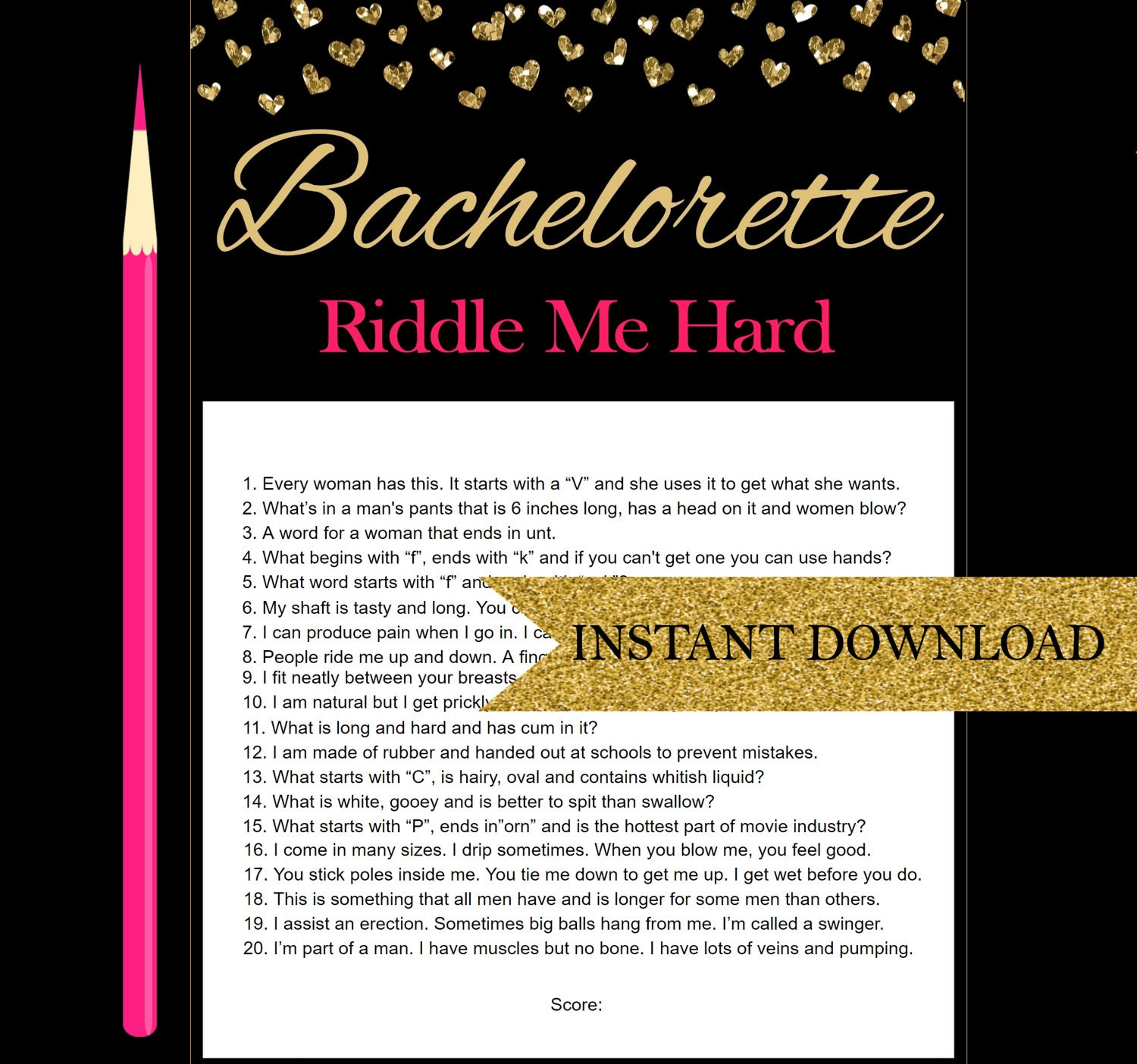 dirty riddles bachelorette party games printable