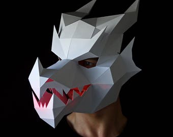 DRAGON Mask - Make your own 3D dragon mask with this PDF download and card