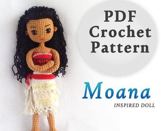 Moana Princess Inspired Crochet Doll Pattern | PDF Crochet Pattern | Instant Download