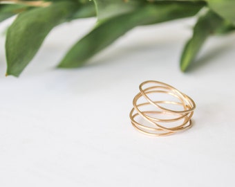 Gold Wrap Ring, Gold Wrapped Ring, Gold Coil Ring, Stacking Ring, Gold Stackable Ring, Gold Ring, Minimalist Gold Ring