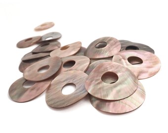 40mm Brown Lip Shell Donut-Mother Of Pearl-Pendant-Connector