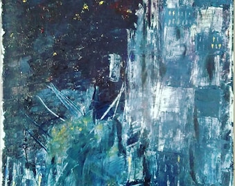 Original Oil Painting Abstract Cityscape