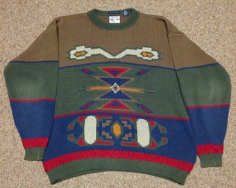 Vintage Gant Salty Dog Aztec Color Block Sweater size XL
