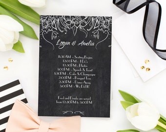 TEMPLATE PRINTABLE Wedding Program. Pdf Editable Printable Rustic Wedding Program. TEMPLATE Chalkboard Floral Editable Agenda -Pdf Editable