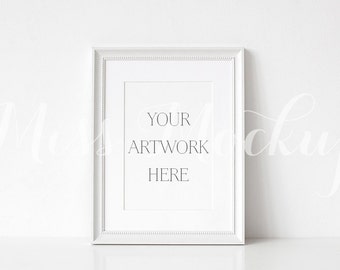 A4 DIGITAL White Frame Mockup (Portrait) - Stock Photo, Styled Photography, Mock up, prints, illustration, INSTANT DOWNLOAD