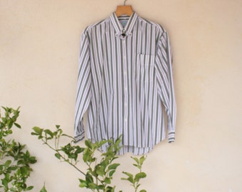 Vintage Striped Long Sleeved Button Down Shirt - Size Extra Large