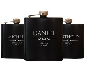 Personalized Flask Groomsmen Gift Box - Groomsmen Flask Set - Gifts for Groomsmen - Monogram Flask - Custom Flask Set for Groomsmen FLSK926