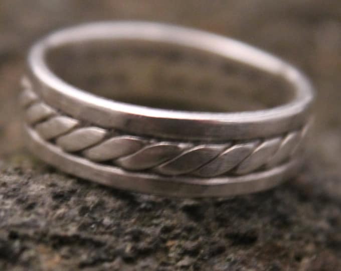 Sterling Silver Ring Band, Soldered Stacking Rings, Wedding Band, Promise Ring, Mens or Ladies Jewelry, Handmade, Forged, Twisted, Hammered