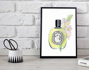 Diptyque perfume, perfume print, watercolour illustration - 2 sizes available Giclee print