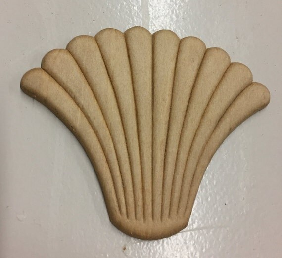 Shell style wood embossed appliqués onlays ornaments pediments
