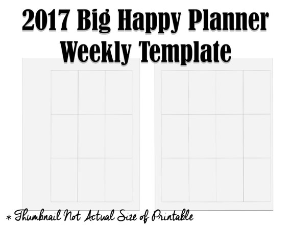 New 2017 Big Happy Planner Weekly Layout Template Printable