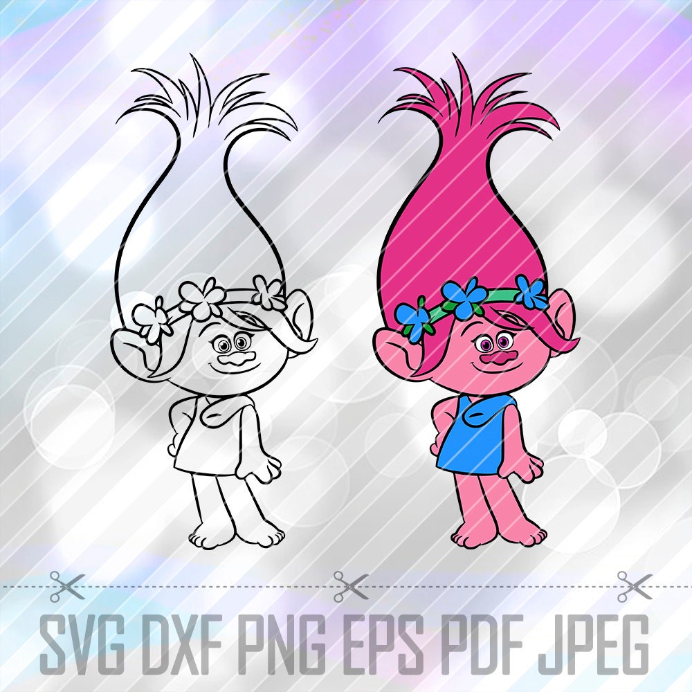Download Trolls Poppy LAYERED SVG DXF Png Eps Pdf Vector Cut Files