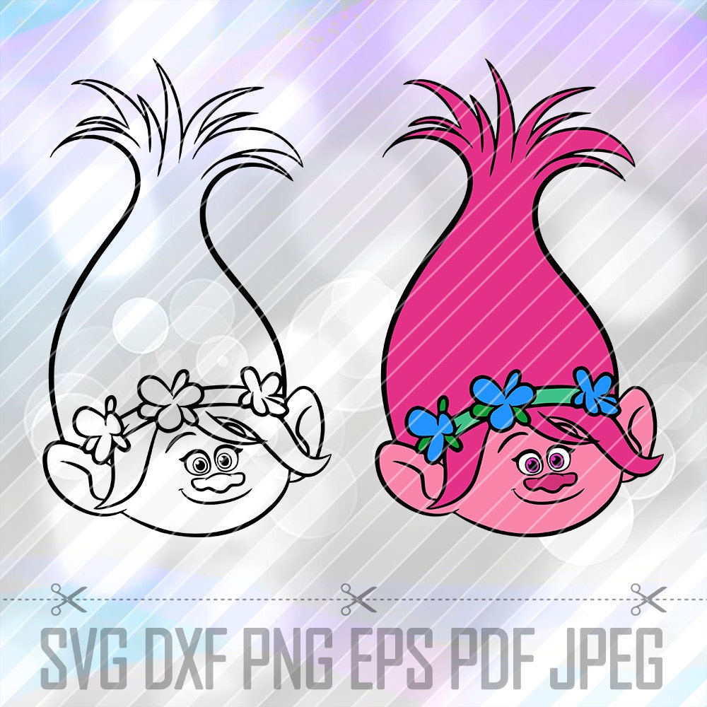 Trolls Poppy Head Layered SVG DXF Png Eps Pdf Studio Vector