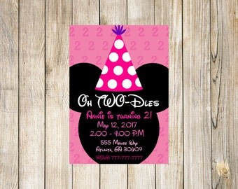 Oh Two-dles Minnie Mouse Invitation