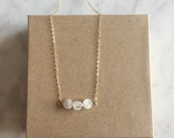 Moonstone Necklace - Natural Rainbow Moonstone - 14k gold filled jewelry - Sterling Silver - Birthday - Bridesmaids - Bridal - Gift for her