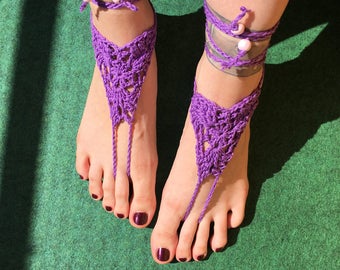 Barefoot sandals, boho, foot jewelry, chain, summer, summer shoes