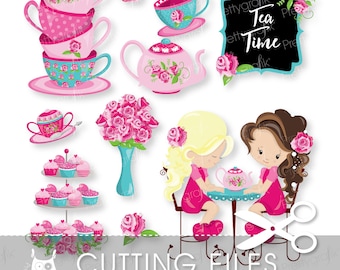 Tea Time cutting files, svg, dxf, pdf, eps included - cutting files for cricut and cameo - Cutting Files SVG - CT953