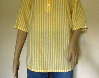 1970s Blair Yellow and White Striped Shirt
