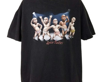 Spice Girls T Shirt Black Vintage 90s 1996 Ally McBeal Dancing Babies Mens Size XL EUC