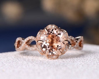 engagement ring unique morganite wedding women infinity bridal set unique flower shaped rose gold diamond halo - Rose Gold Wedding Rings For Women engagement ring unique morganite wedding women infinity bridal set unique flower shaped rose gold diamond halo - Rose Gold Wedding Rings For Women