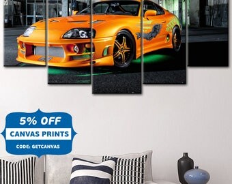 Home decoration, Need For Speed, Car Sport Wall Art ,Car Large Canvas ,Car Print Decor, Speed car, super speed art, Yellow car,
