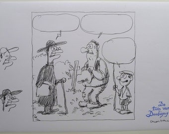 Original pencil drawing-the garden of Daubigny