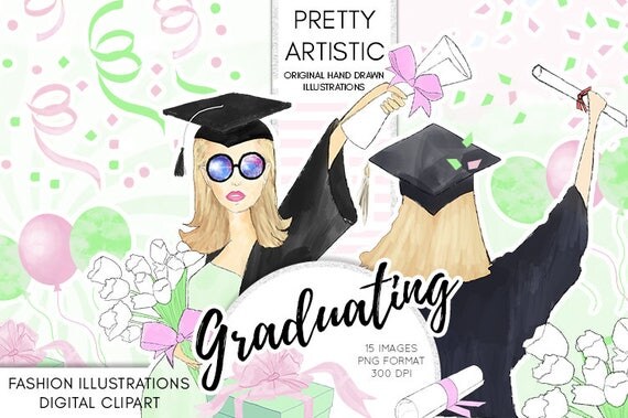 Graduation Clipart Watercolor Clipart Graduation