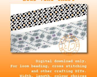 Leaf Vine Chart (vertically seamless PDF instant download pattern for loom beading, cross stitching, etc)