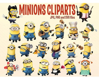 20 Minions Cliparts, Printable Minions, Despicable Me Cliparts,Minions Stickers, Minions Vector, Minions SVG, 300 ppi