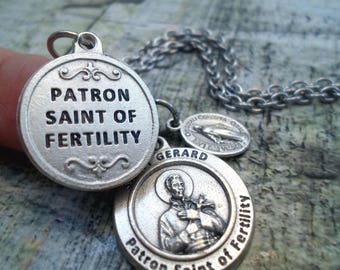 St. Gerard Necklace, Fertility Patron Saint Jewelry, A Prayer To Conceive, Beautiful Italian Medal, Your Choice Charm, Women, All Sizes