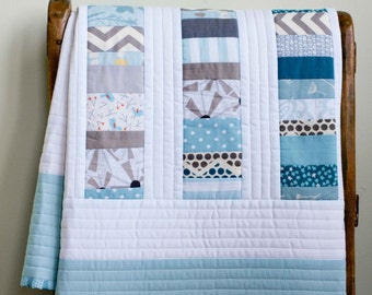 Modern Baby Quilt; Organic Cotton Patchwork Toddler Quilt; Contemporary Handcrafted Crib Quilt; Handmade Baby Boy or Baby Girl Shower Gift