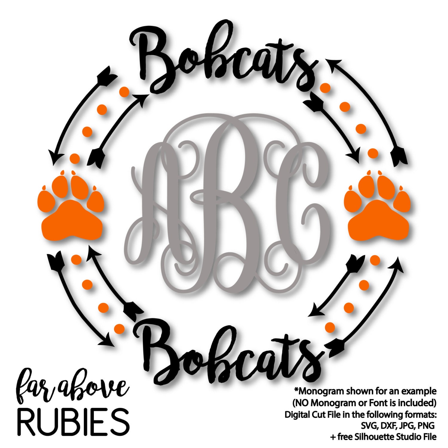 Download Bobcats Paw Print Monogram Wreath Frame monogram NOT