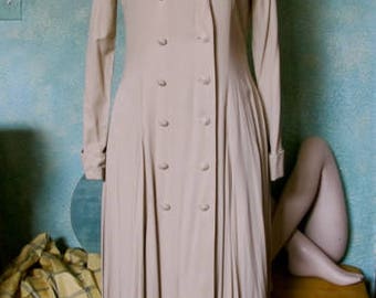 Vintage Coat Dress, Gabardine coat dress, Elegant Dbl Breast Coat Dress, Coat Dress, Midi Coat Dress, Steampunk Coat Dress, Coat Dress