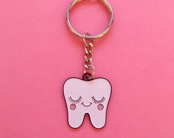 SECONDS SALE - Tooth Keychain - Sweet Tooth Keychain - Dentist Gift - Tooth Gift - Dental Hygienist Gift - Cute Tooth Charm - Dental Gifts