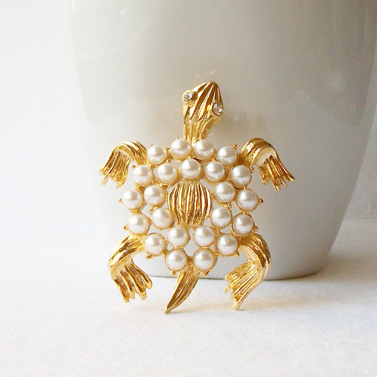 Vintage Pearl Turtle Brooch Turtle Brooch Vintage Pearl
