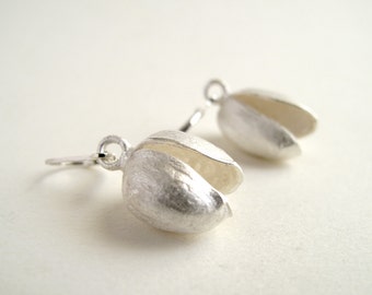 Pistachio Earrings Sterling Silver Earrings Cast From Natural Pistachio
