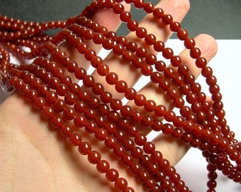 Carnelian 6mm round beads - 1 full strand - 64 beads per strand - AA quality - RFG247