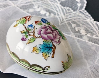 Herend Queen Victoria Trinket Box Porcelain Egg Shaped Box 6052