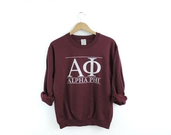 New Alpha Phi Maroon Stripe Crewneck Sweatshirt // Size S-3XL // You Pick Color