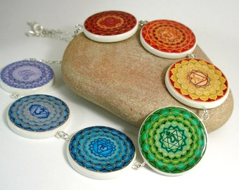 Seven Chakra Levels, Polymer Clay Necklace, Made to Order