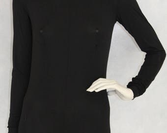 Black Catsuit Jumpsuit Catwoman Unitard Leotard Bodysuit Costume Long Sleeve Mat Lycra fabric with Back Zipper