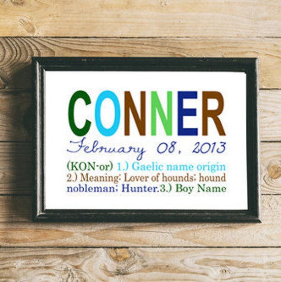 Personalized baby print Boy Name Meaning Art Print 8x10
