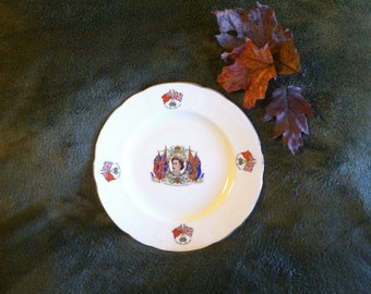 Queen Elizabeth II Coronation Commemorative Plate Alfred Meakin England Royal British Family Collectible Dish Her Majesty Crowned June 1953
