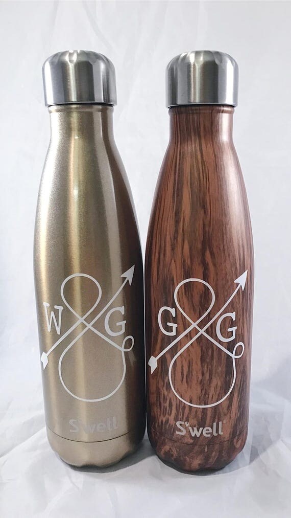Personalized Love Ampersand S'well Bottle - Teakwood - Wedding, Christmas, Anniversary, Valentine's Day Swell Bottle