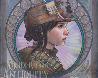 Jyn Erso Star Wars Rogue One Original Illustration Portrait Poster Print - 4 Sizes Available