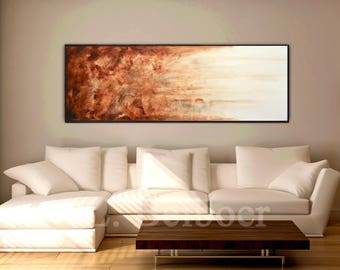 Large art original abstract painting panoramic art big brown modern abstract oil painting fine art by L.Beiboer