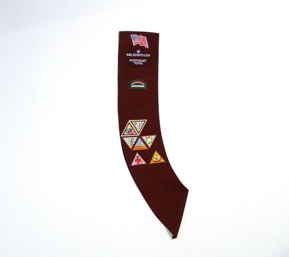 Girl Scout Sash with Patches Vintage Brownies Uniform Sash