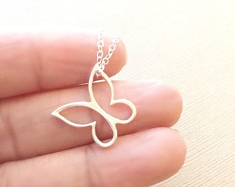 Sterling Silver Butterfly Necklace, Butterfly Pendant/Charm, Sterling Silver Necklace, Birthday Gift, Open Butterfly Necklace, Gift for Her