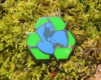 Recycle Earth Enamel Pin- EP102- Reduce, Reuse, Recycle, Earth Day and Environment Pins